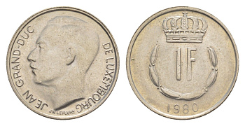 Люксембург 1 франк 1980 Герцог Жан (1964-1999) KM 55 медно-никель 4643-545