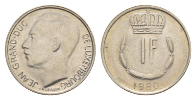 Люксембург 1 франк 1980 Герцог Жан (1964-1999) KM 55 медно-никель 4643-545
