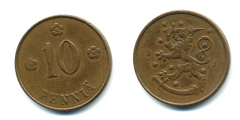 Финляндия 10 пенни 1919 KM 24 медь 41-243