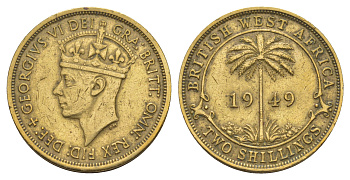 Британская Западная Африка 2 шиллинга 1949 KM 29 никель латунь 4654-551