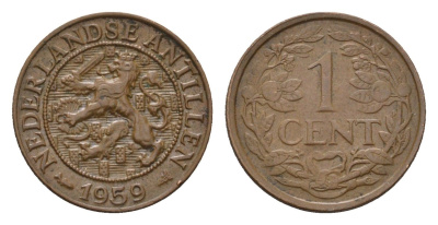 Нидерландские Антильские острова (Нидерландские Антилы) 1 цент 1959 Юлиана (1948-1980) KM 1 бронза 4588-668