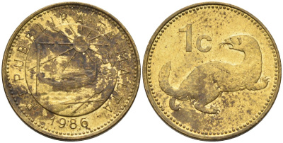 Мальта 1 цент 1986 ласка, горностай KM 78 никель латунь 4585-1143