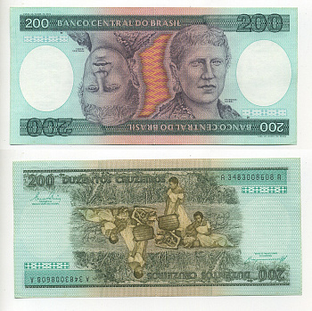 БРАЗИЛИЯ 200 КРУЗЕЙРО 1984 ПОДПИСЬ 21 Pick 199b бумага UNC (ПРЕСС) 6317-8-2