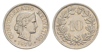 Швейцария 10 раппенов 1979 KM 27 медно-никель 4547-115