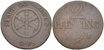 Оснабрюк 2 пфеннига 1791 Kennepohl 497 медь 68-512