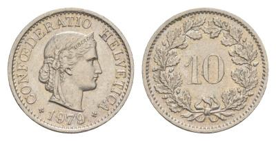 Швейцария 10 раппенов 1979 KM 27 медно-никель 4547-115
