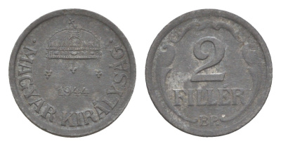 Венгрия 2 филлера 1944 BP KM 519 цинк 4658-354