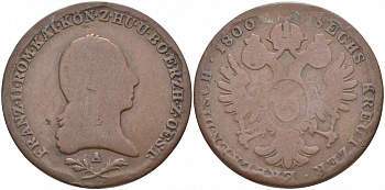 Австрия 6 крейцеров 1800 A, Франц II (Франц Иосиф Карл) (1792-1806) KM 2128 медь 3896-1132