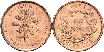 Канада 1 су ND Du Bus Canada, токен KM TN5 медь    4599-541