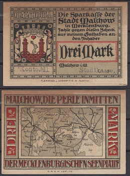 Мальхов 3 марки 1922 DeNG 2 863.2a-5/5 бумага UNC (пресс) 8613-54-3-2