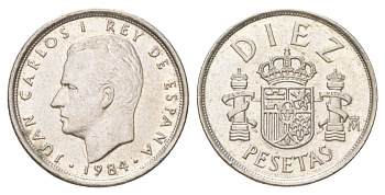 Испания 10 песет 1984 M, Хуан Карлос I (1975-2014) KM 827 медно-никель aUNC 4627-925