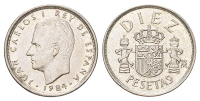 Испания 10 песет 1984 M, Хуан Карлос I (1975-2014) KM 827 медно-никель aUNC 4627-925