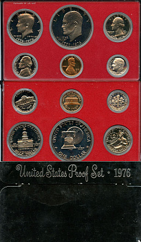 США официальный набор из 6 монет, в пластике 1976 S, Джон Кеннеди, в твердом пластике KM PS 140   PROOF  8-2-04-26