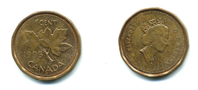 КАНАДА 1 ЦЕНТ 1995 КЛЕНОВЫЙ ЛИСТ KM 181 бронза 540-744