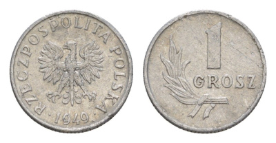 Польша 1 грош 1949 Y 39 алюминий 4644-953