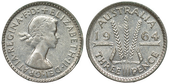 Австралия 3 пенса 1964 Елизавета II (1952-2022) KM 57 серебро 71-969