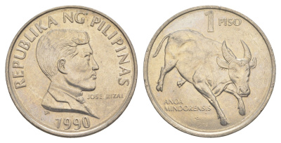 Филиппины 1 писо 1990 KM 243.1 медно-никель UNC 4635-1056
