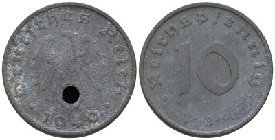 Германия 10 рейхспфеннигов 1940 B KM 101, J. 371 цинк    3459-554