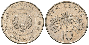 Сингапур 10 центов 1986 KM 51 медно-никель 4623-329