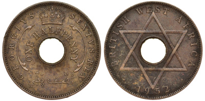 Британская Западная Африка 1/2 пенни 1952 H, Георг VI KM 27a бронза 25-1432