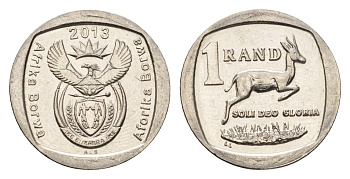 ЮАР 1 ранд 2013 KM 504 медь плакированная никелем aUNC 4690-1038