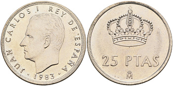Испания 25 песет 1983 Хуан Карлос I (1975-2014) KM 824 медно-никель UNC 4583-1124