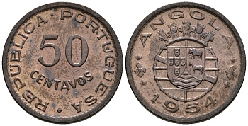 Ангола 50 сентаво 1954 KM 75 бронза 4147-655