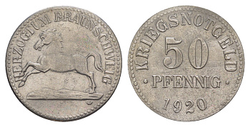 Брауншвейг 50 пфеннигов 1920 Funck 56.6, Men05 3454.12, Men18 4388.12 железо 4638-125