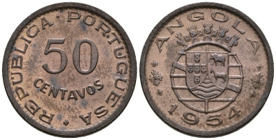 Ангола 50 сентаво 1954 KM 75 бронза 4147-655