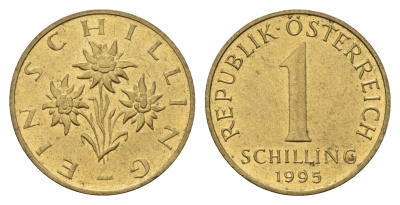 Австрия 1 шиллинг 1995 KM 2886 алюминиевая бронза 3856-141
