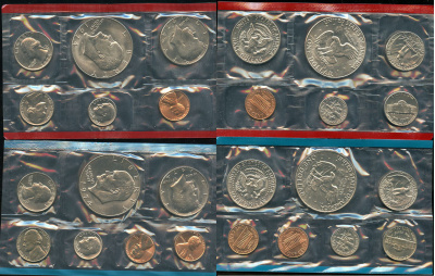 США официальные наборы из 13 монет 1974 D, P, Джон Кеннеди, Эйзенхауэр, лунный орел KM MS 134   UNC  8-2-03-25