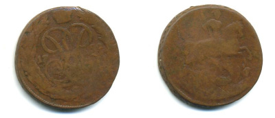 РОССИЯ 1 КОПЕЙКА 1759 медь 61-521