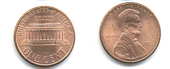 США 1 ЦЕНТ 2002 ЛИНКОЛЬН KM 201b цинк плакированный медью 86-436
