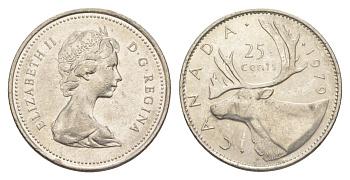 Канада 25 центов 1979 Елизавета II (1952-2022), олень KM 74 никель 4631-1047