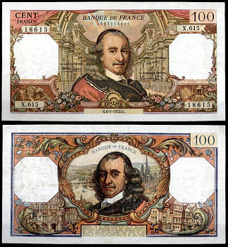 Франция 100 франков 1972 Пьер Корнель, Версальский Театр. Пьер Корнель, Руан Pick 149 d бумага 7198-26-2-2