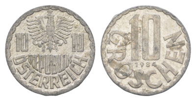 Австрия 10 грошей 1984 KM 2878 алюминий 4147-436