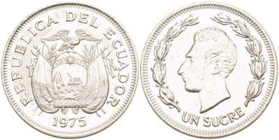 ЭКВАДОР 1 СУКРЕ 1975 АНТОНИО ХОСЕ де СУКРЕ KM 83 сталь плакированная никелем 4519-611