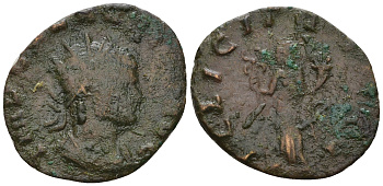 Римская Империя антониниан 269 Клавдий II Готский, IMP C CLAVDIVS P F AVG, бюст императора / FELIC TEMPO, Фелицитата, персонификация Счастья, Медиолан RIC 145 биллон 1073-25-37