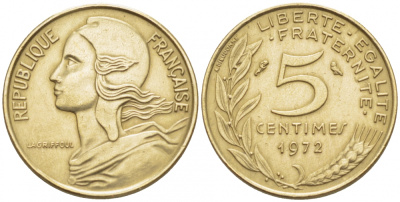 ФРАНЦИЯ 5 САНТИМОВ 1972 ТИП MARIANNE KM 933 медь алюминий никель 112-841