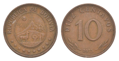 Боливия 10 сентаво 1973 KM 188 медь плакированная медно-никелем 4649-837