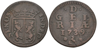 Гельдерланд (Gelderland), Нидерланды 1 дуит 1739 KM 83 медь 4525-923