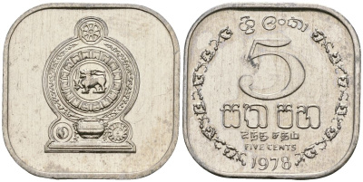 Шри-Ланка 5 центов 1978 KM 139a алюминий 4136-645