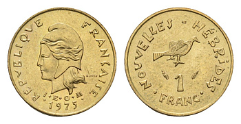 Новые Гебриды 1 франк 1975 KM 4.2 медь алюминий никель UNC 4679-466