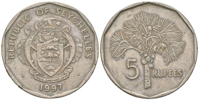 Сейшельские Острова (Сейшелы) 5 рупий 1997 KM 51 медно-никель 4619-1154