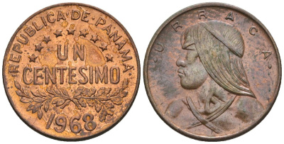 Панама 1 сентесимо 1968  KM 22 бронза  aUNC  4609-827