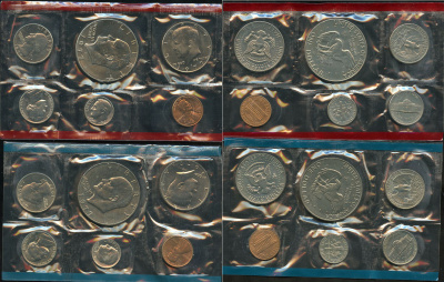 США официальные наборы из 12 монет 1977 D, P, Джон Кеннеди, Эйзенхауэр, лунный орел KM MS 138   UNC  8-2-03-27