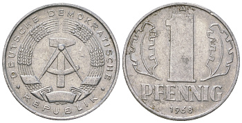 ГДР 1 пфенниг 1968 А КМ 8.1 алюминий 4615-1229