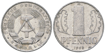 ГДР 1 пфенниг 1968 А КМ 8.1 алюминий 4615-1228