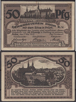 Прюм 50 пфеннигов ND (1921) DeNG 1 1078.1-1/2 бумага 8595-4-3-1