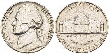 США 5 ЦЕНТОВ 1964 ДЖЕФФЕРСОН KM А192 медно-никель 4546-1141